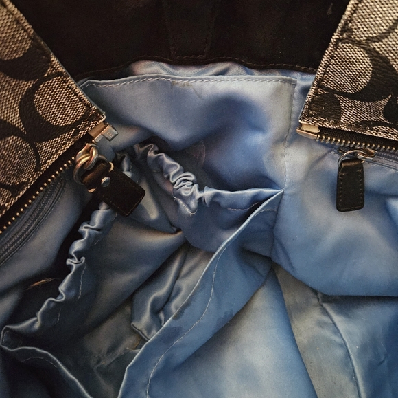 Black & Grey Leather Coach Diaper Bag - Picture 12 of 13